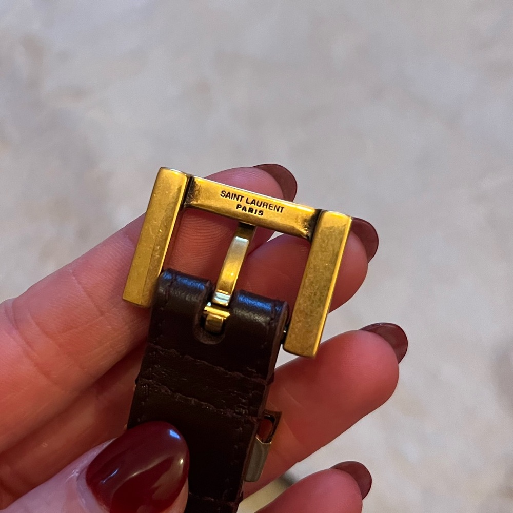 Saint Laurent CASSANDRE THIN BELT IN SMOOTH LEATHER Red Tan Size 75 - Picture 7 of 7